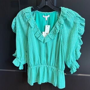 Joie Teal Ruffled Blouse
